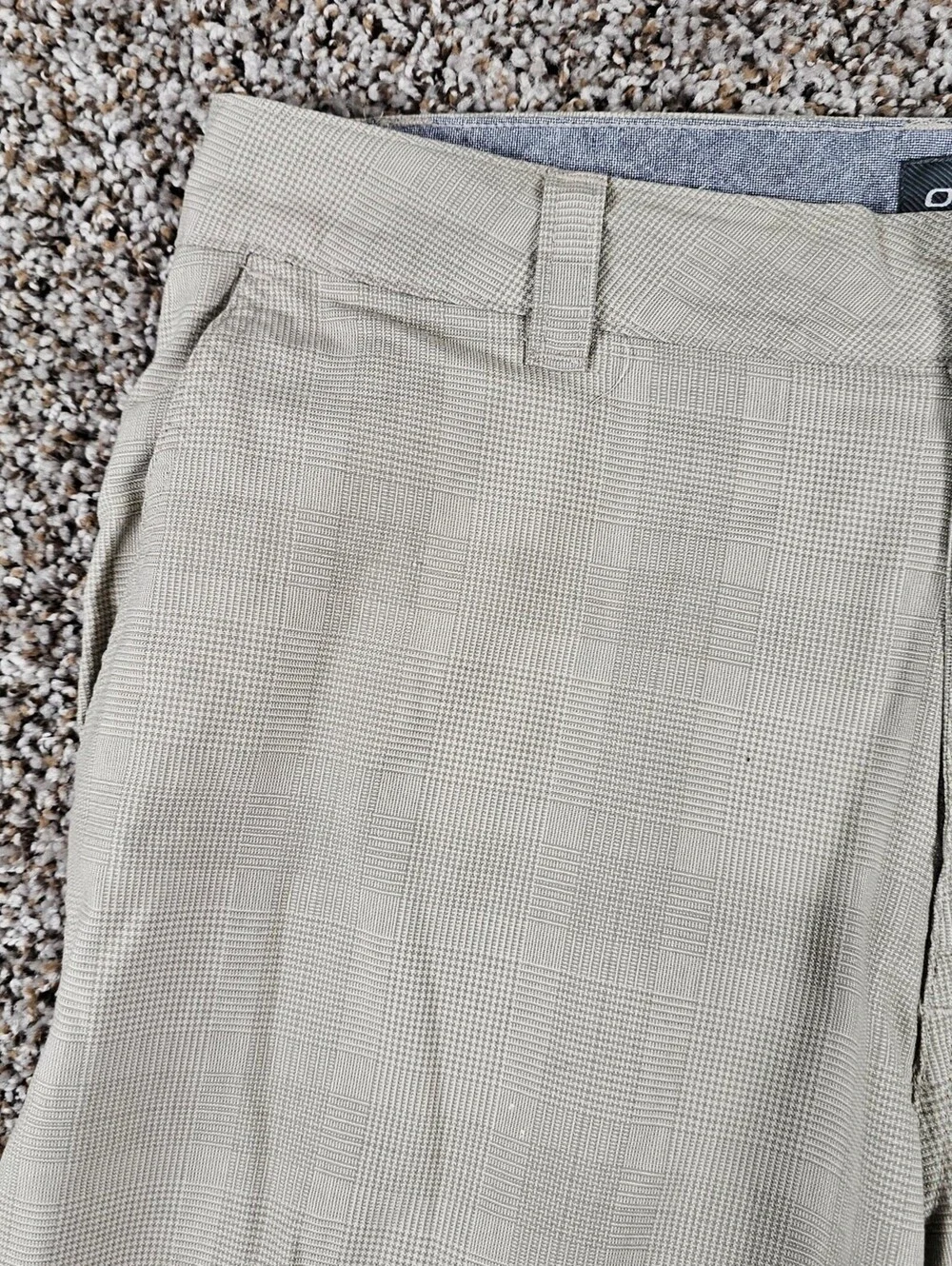 O'Neill Mens Sz 32 Flat Front Chino Style Shorts Cream Plaid Y2K